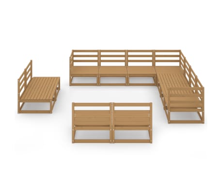 vidaXL 11-tlg. Garten-Lounge-Set Honigbraun Massivholz Kiefer