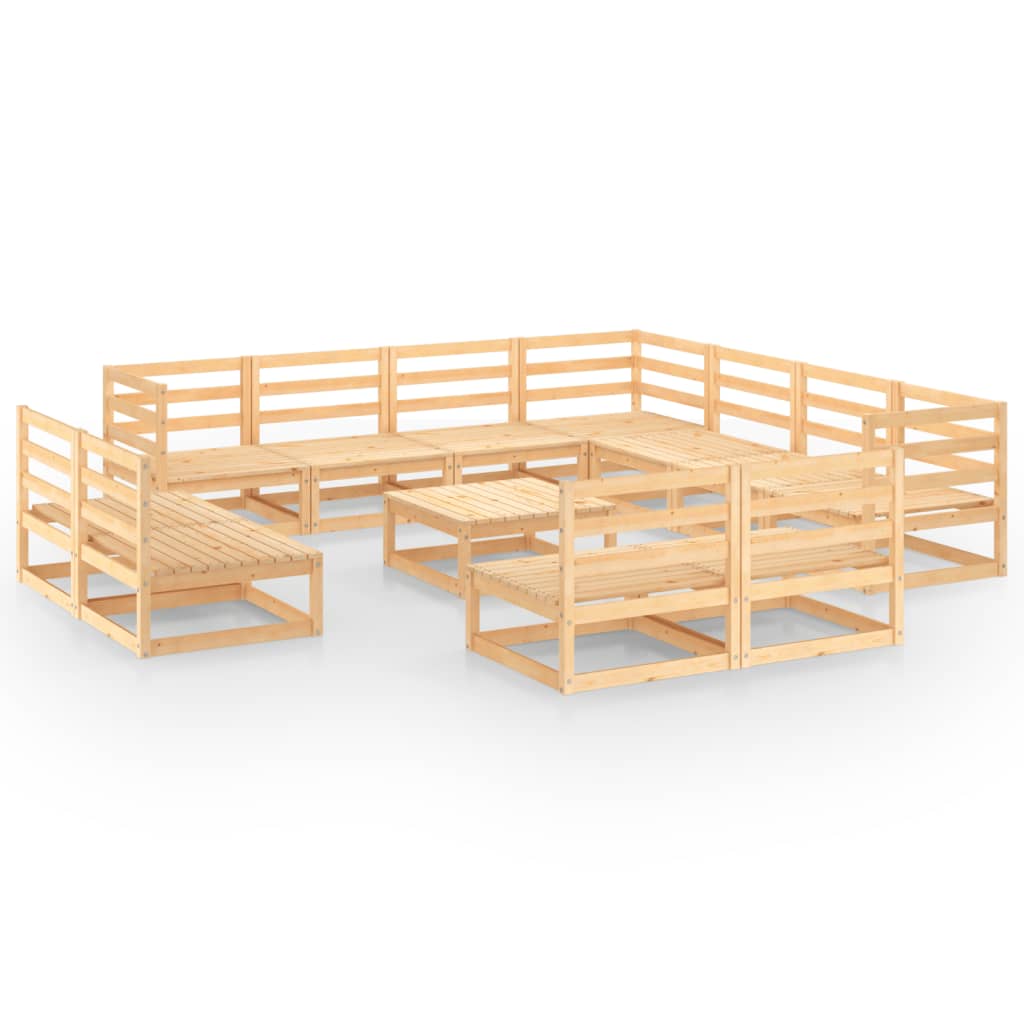 Градински лаундж комплект, 12 части, бор масив