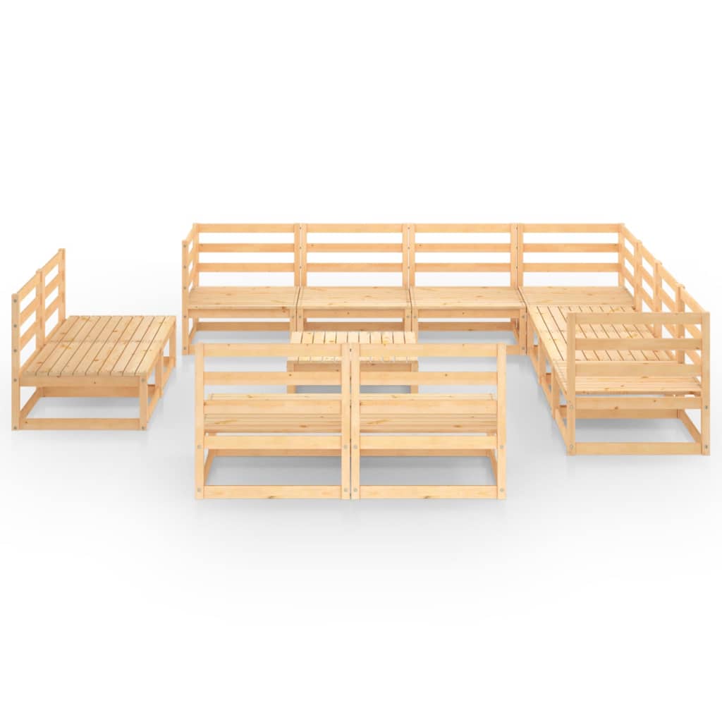 Градински лаундж комплект, 12 части, бор масив