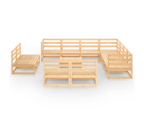 vidaXL Sodo poilsio baldų komplektas, 12 dalių, pu&scaron;ies masyvas