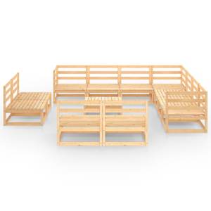vidaXL Sodo poilsio baldų komplektas, 12 dalių, pu&scaron;ies masyvas