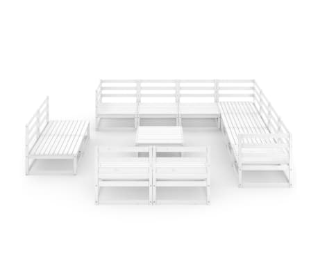 vidaXL Sodo poilsio komplektas, 12 dalių, baltas, pu&scaron;ies masyvas