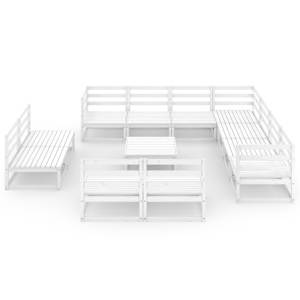 vidaXL Sodo poilsio komplektas, 12 dalių, baltas, pu&scaron;ies masyvas