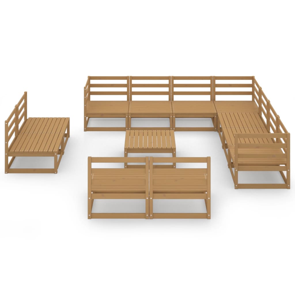 

vidaXL 12-delige Loungeset massief grenenhout honingbruin