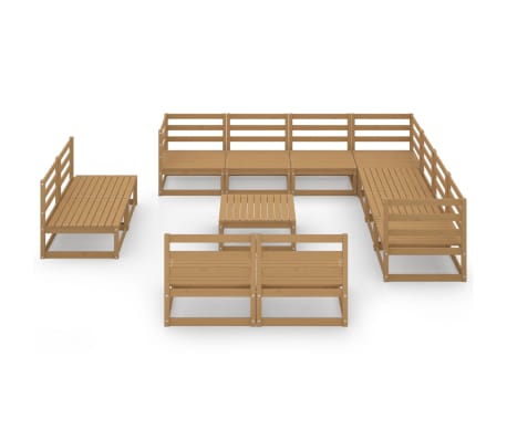 vidaXL 12-tlg. Garten-Lounge-Set Honigbraun Massivholz Kiefer