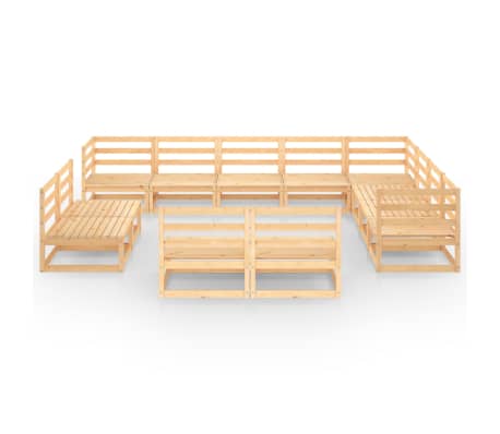 vidaXL Sodo poilsio baldų komplektas, 12 dalių, pu&scaron;ies masyvas