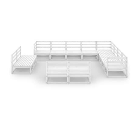 vidaXL Sodo poilsio komplektas, 12 dalių, baltas, pu&scaron;ies masyvas