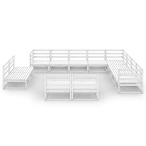 vidaXL Sodo poilsio komplektas, 12 dalių, baltas, pu&scaron;ies masyvas