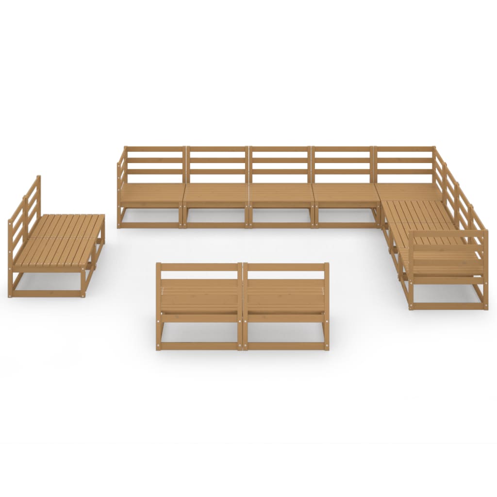 

vidaXL 12-delige Loungeset massief grenenhout honingbruin
