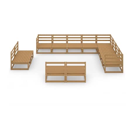 vidaXL Salon de jardin 12 pcs marron miel bois de pin massif