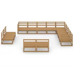vidaXL Salon de jardin 12 pcs marron miel bois de pin massif