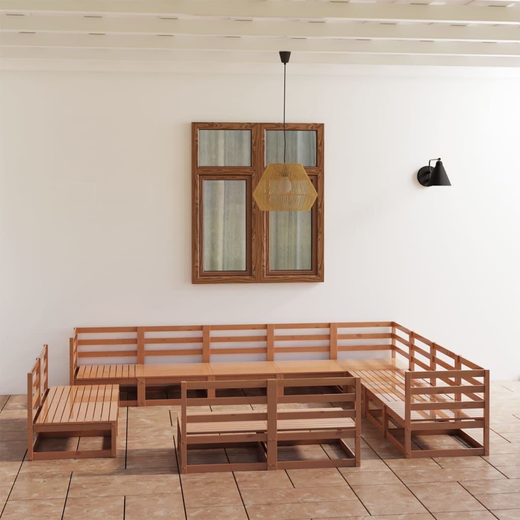 12-tlg. Garten-Lounge-Set Honigbraun Massivholz Kiefer kaufen