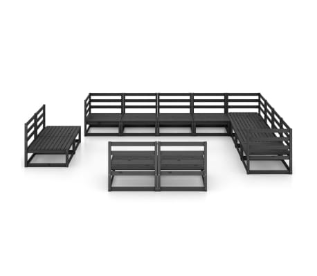 vidaXL 12-delige Loungeset massief grenenhout zwart