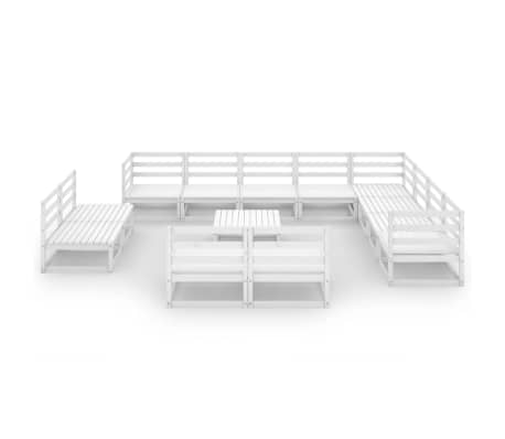 vidaXL Sodo poilsio komplektas, 13 dalių, baltas, pu&scaron;ies masyvas