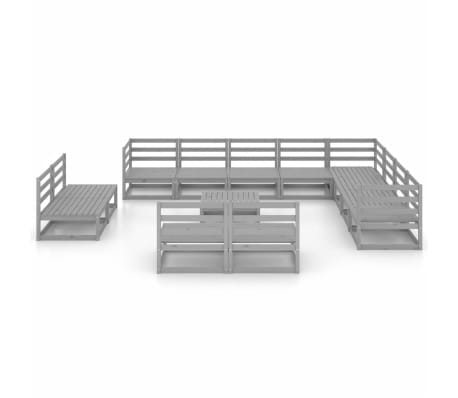 vidaXL Sodo poilsio baldų komplektas, 13 dalių, pilkas, pu&scaron;ies masyvas