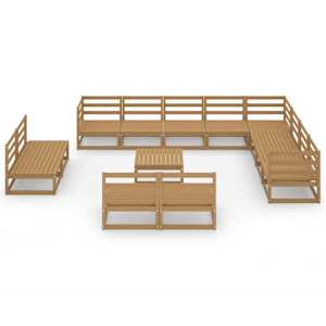 vidaXL Salon de jardin 13 pcs marron miel bois de pin massif