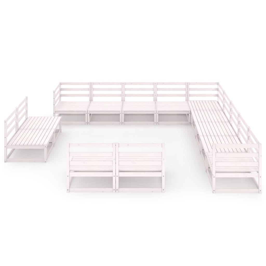 vidaXL Set Divani da Giardino 13 pz Bianco in Legno Massello di Pino