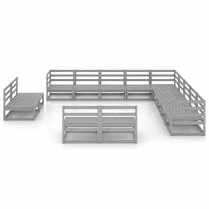 vidaXL Sodo poilsio baldų komplektas, 13 dalių, pilkas, pu&scaron;ies masyvas