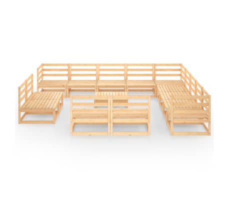 vidaXL Set mobilier de grădină, 14 piese, lemn masiv de pin