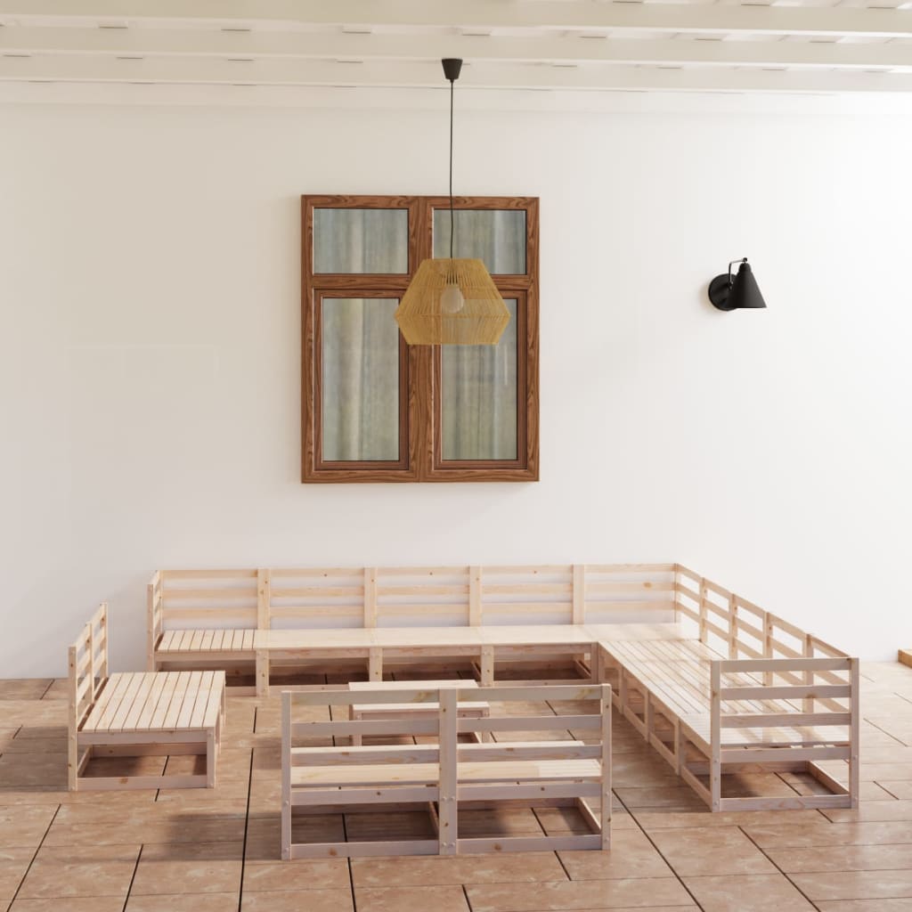 vidaXL Set mobilier de grădină, 14 piese, lemn masiv de pin vidaxl.ro