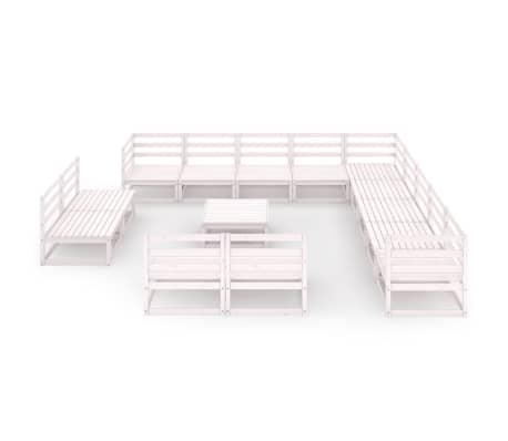 vidaXL Sodo poilsio komplektas, 14 dalių, baltas, pu&scaron;ies masyvas