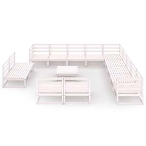 vidaXL Sodo poilsio komplektas, 14 dalių, baltas, pu&scaron;ies masyvas