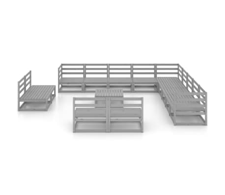 vidaXL Sodo poilsio baldų komplektas,14 dalių, pilkas, pu&scaron;ies masyvas