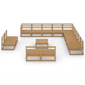 vidaXL Sodo poilsio baldų komplektas, 14 dalių, medaus rudas, pu&scaron;is