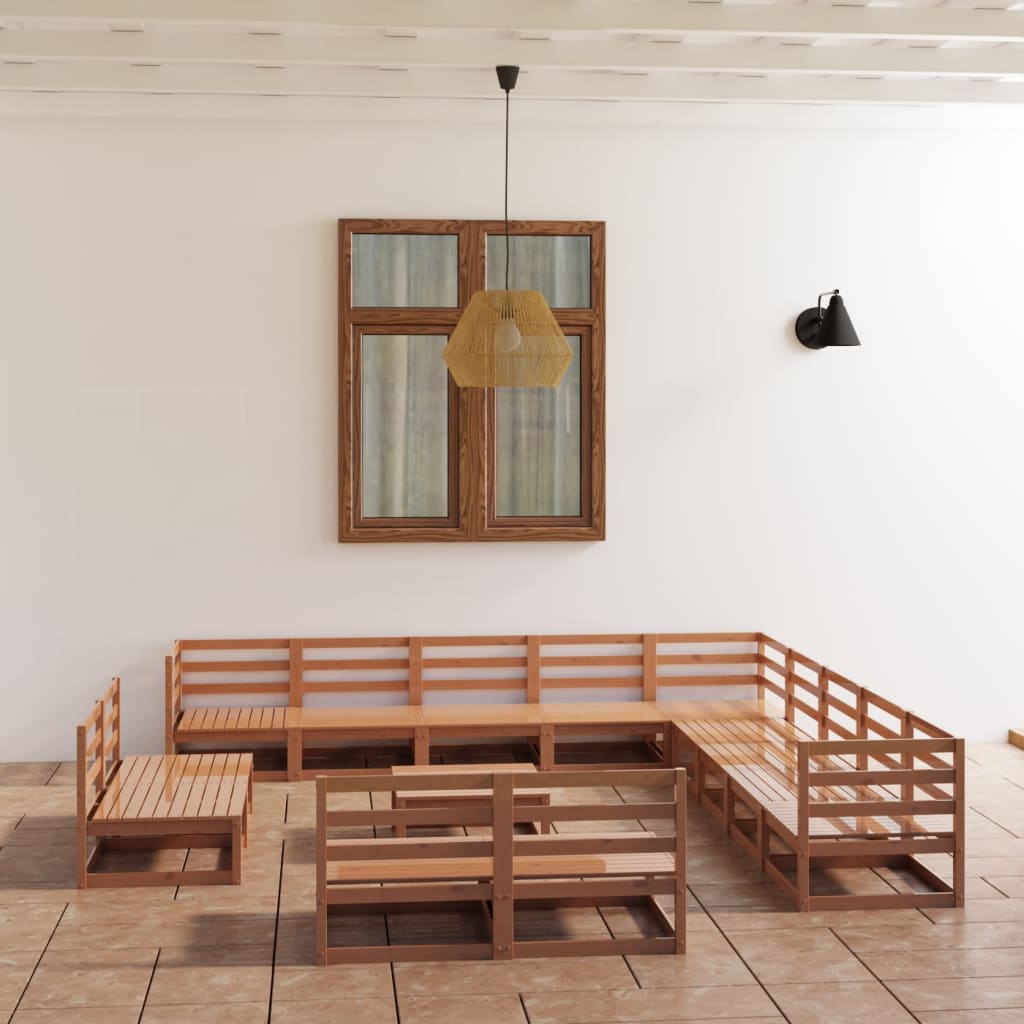 14-tlg. Garten-Lounge-Set Honigbraun Massivholz Kiefer kaufen