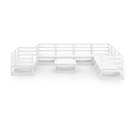 vidaXL 10 Piece Garden Lounge Set White Solid Pinewood