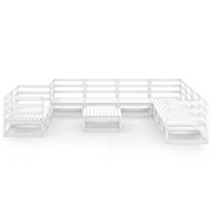 vidaXL 10 Piece Garden Lounge Set White Solid Pinewood