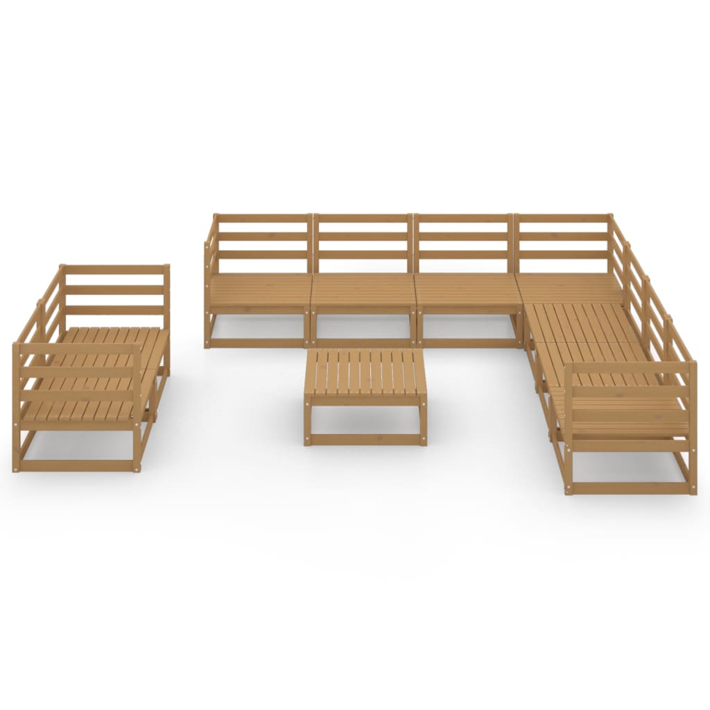 vidaXL 10-delige Loungeset massief grenenhout honingbruin