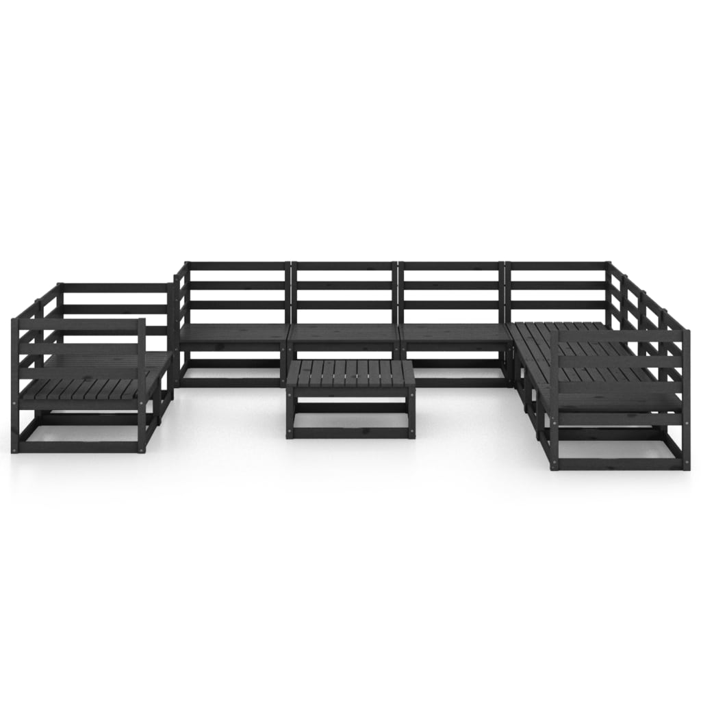 

vidaXL 10-delige Loungeset massief grenenhout zwart
