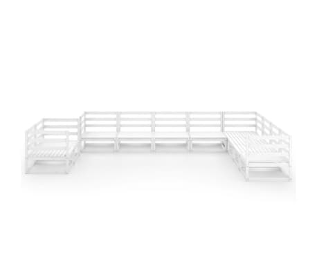 vidaXL Sodo poilsio komplektas, 10 dalių, baltas, pu&scaron;ies masyvas