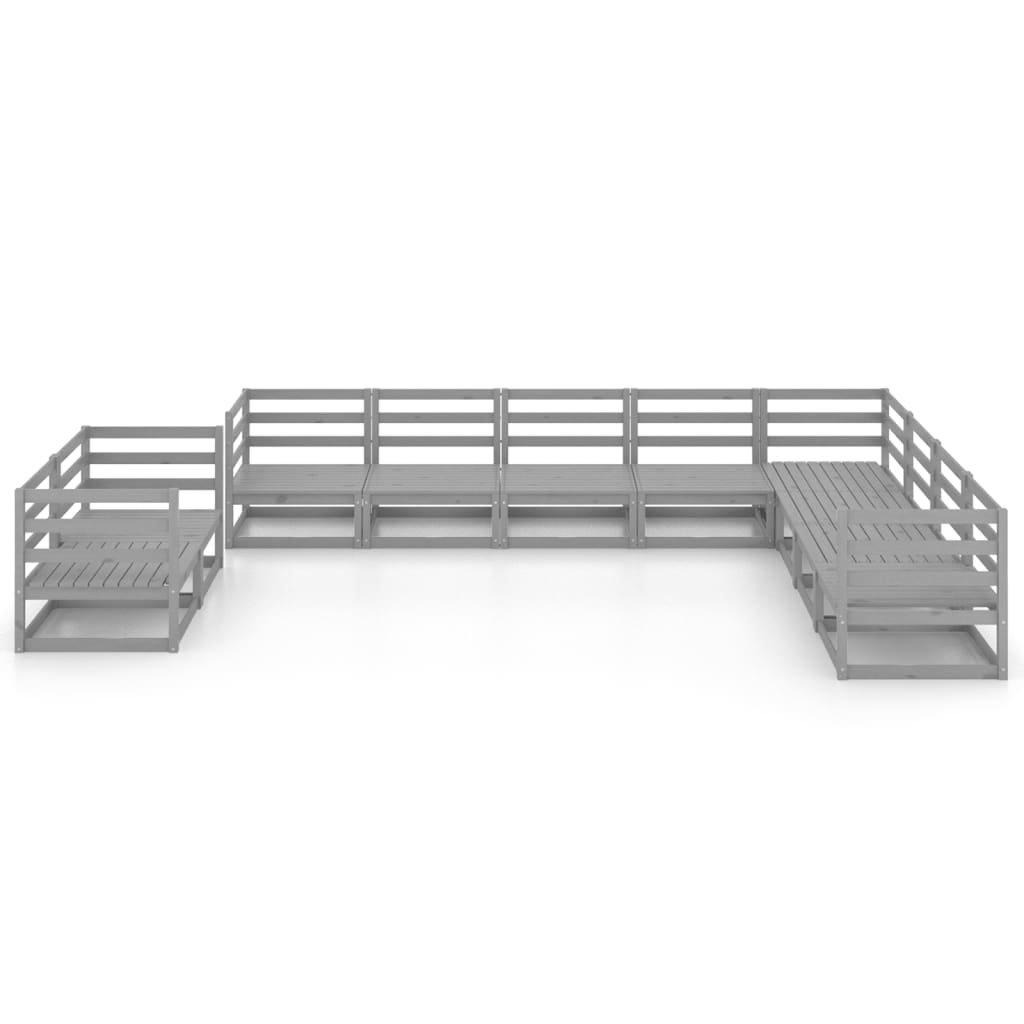 vidaXL 10-delige Loungeset massief grenenhout grijs afbeelding