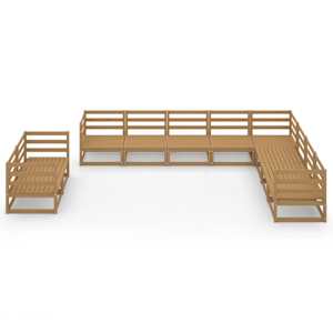 vidaXL Sodo poilsio baldų komplektas, 10 dalių, rudas, pu&scaron;ies masyvas