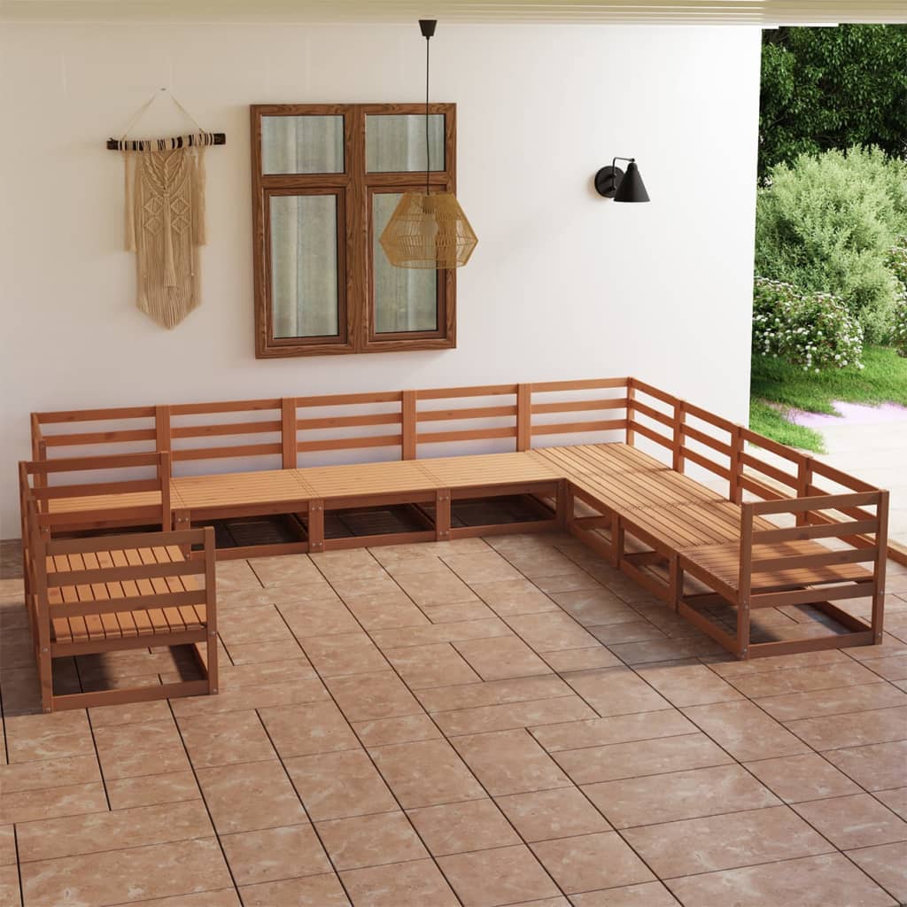 vidaXL 10-tlg. Garten-Lounge-Set Honigbraun Massivholz Kiefer