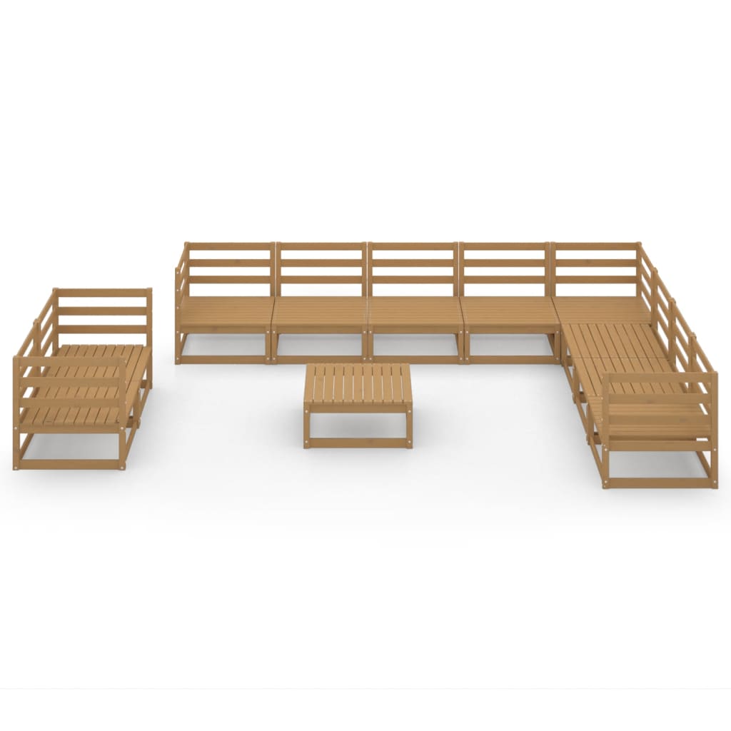 

vidaXL 11-delige Loungeset massief grenenhout honingbruin