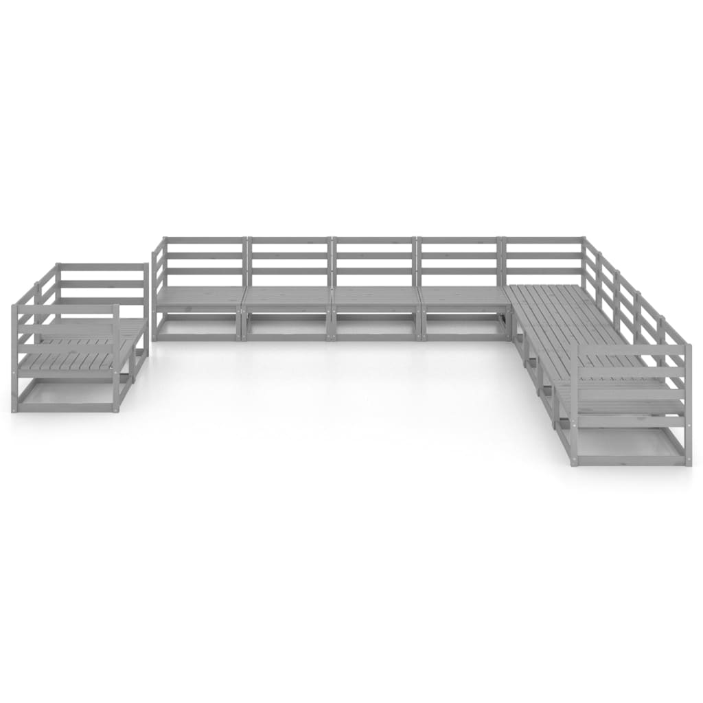 

vidaXL 11-delige Loungeset massief grenenhout grijs
