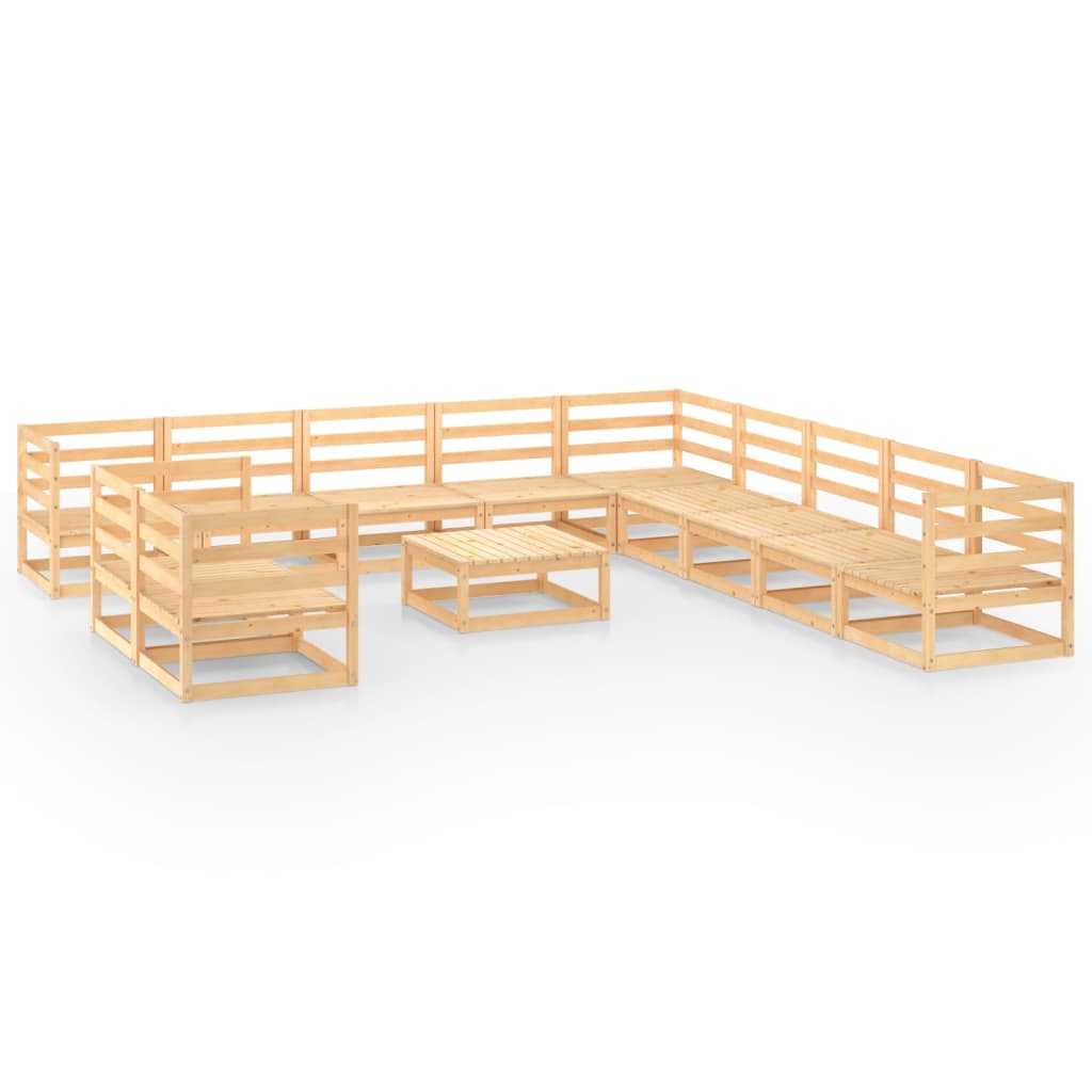 Градински лаундж комплект, 12 части, бор масив