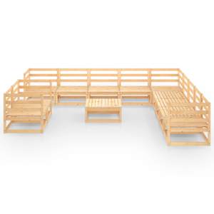 vidaXL Sodo poilsio baldų komplektas, 12 dalių, pu&scaron;ies masyvas