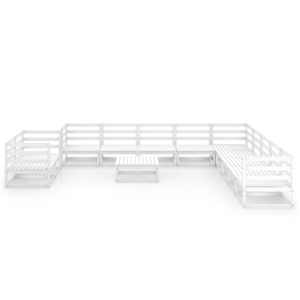 vidaXL Sodo poilsio komplektas, 12 dalių, baltas, pu&scaron;ies masyvas