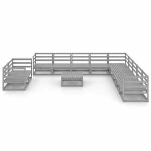 vidaXL Sodo poilsio baldų komplektas, 12 dalių, pilkas, pu&scaron;ies masyvas