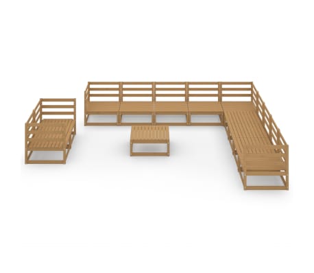 vidaXL Sodo poilsio baldų komplektas, 12 dalių, rudas, pu&scaron;ies masyvas