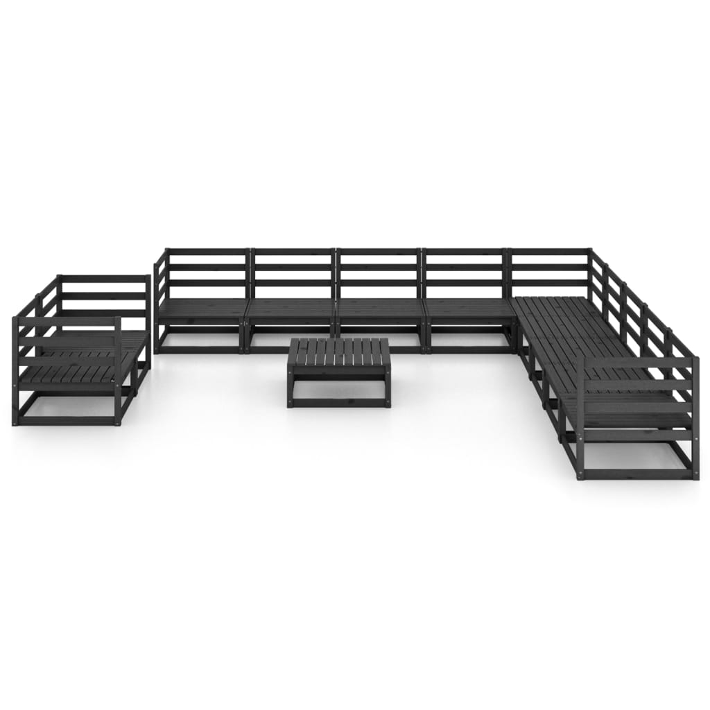 

vidaXL 12-delige Loungeset massief grenenhout zwart