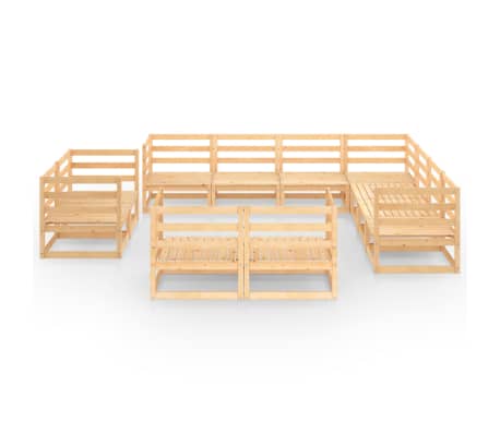 vidaXL Sodo poilsio baldų komplektas, 11 dalių, pu&scaron;ies masyvas