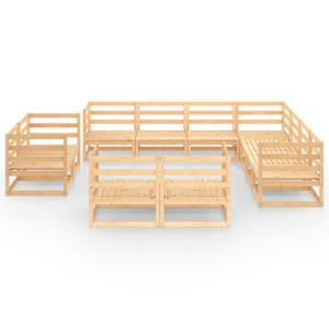 vidaXL Sodo poilsio baldų komplektas, 11 dalių, pu&scaron;ies masyvas