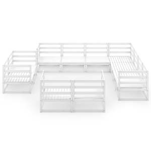vidaXL 11 Piece Garden Lounge Set White Solid Pinewood