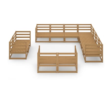 vidaXL Sodo poilsio baldų komplektas, 11 dalių, rudas, pu&scaron;ies masyvas