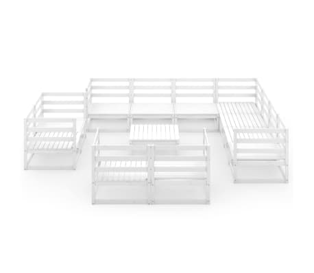 vidaXL Sodo poilsio komplektas, 12 dalių, baltas, pu&scaron;ies masyvas